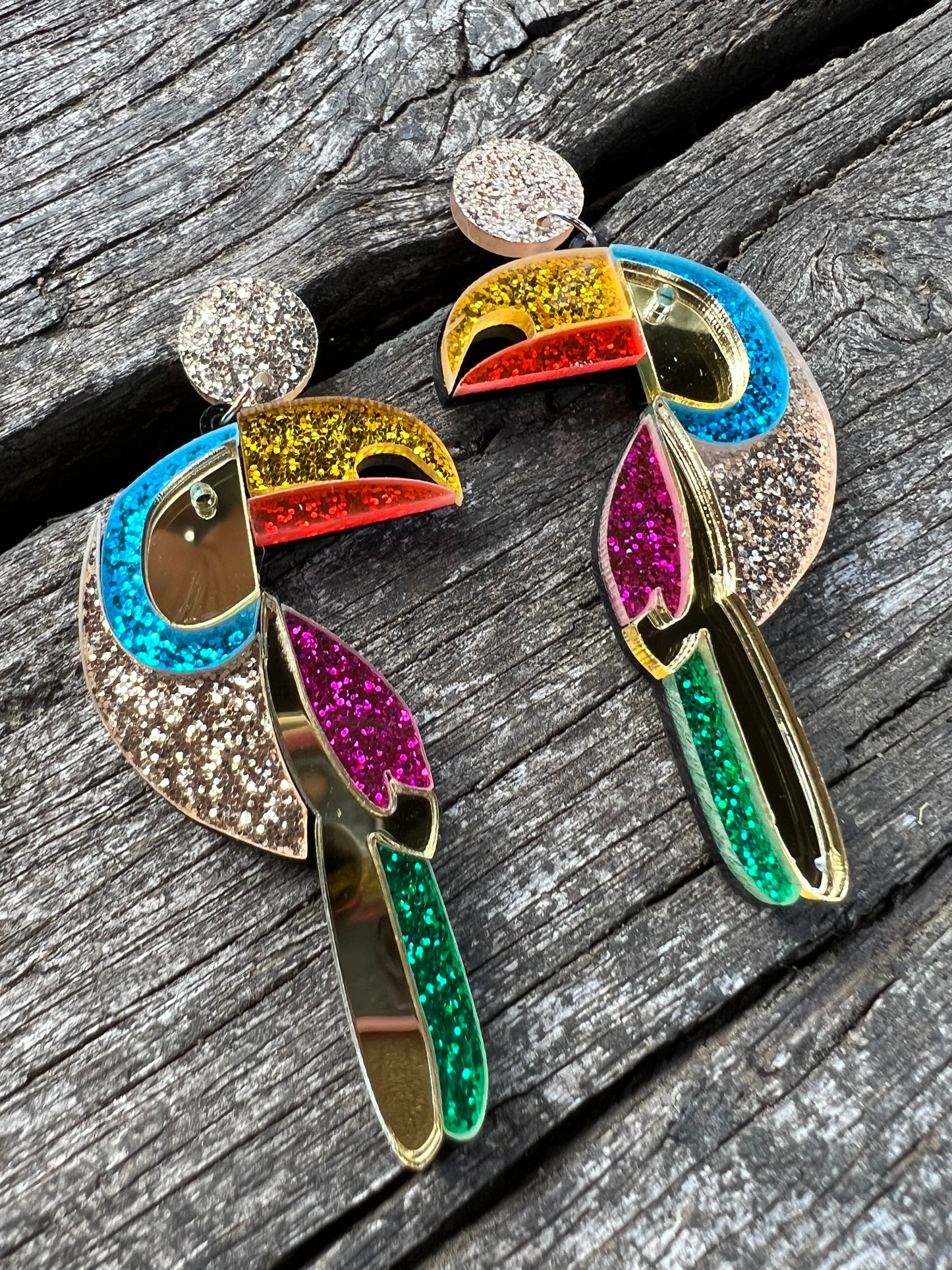Bold Parrot Mirror Earrings