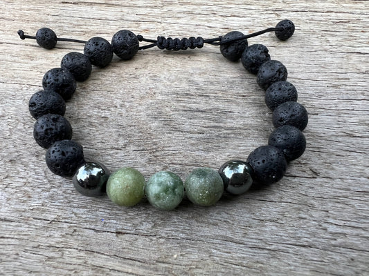 Dyed Jade Lava Hematite Gemstone Bracelet