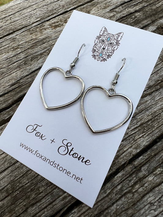 Beautiful Pair of Silver Hearts Dangles