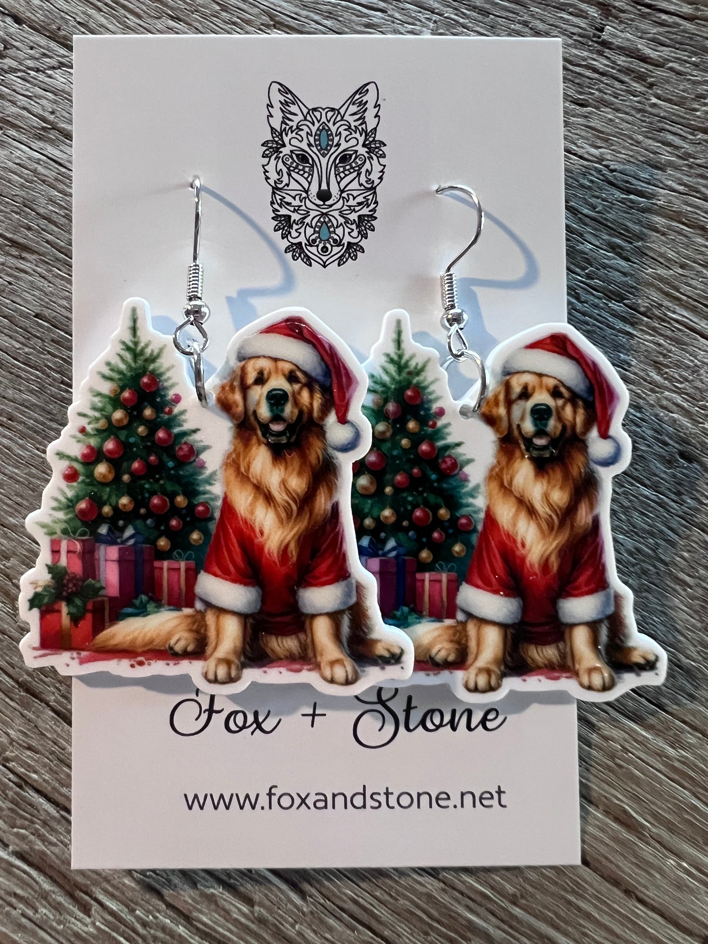Golden Retriever Xmas Dog Earrings