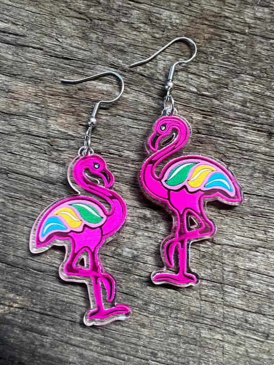 Beautiful Flamingo Hot Pink Earrings