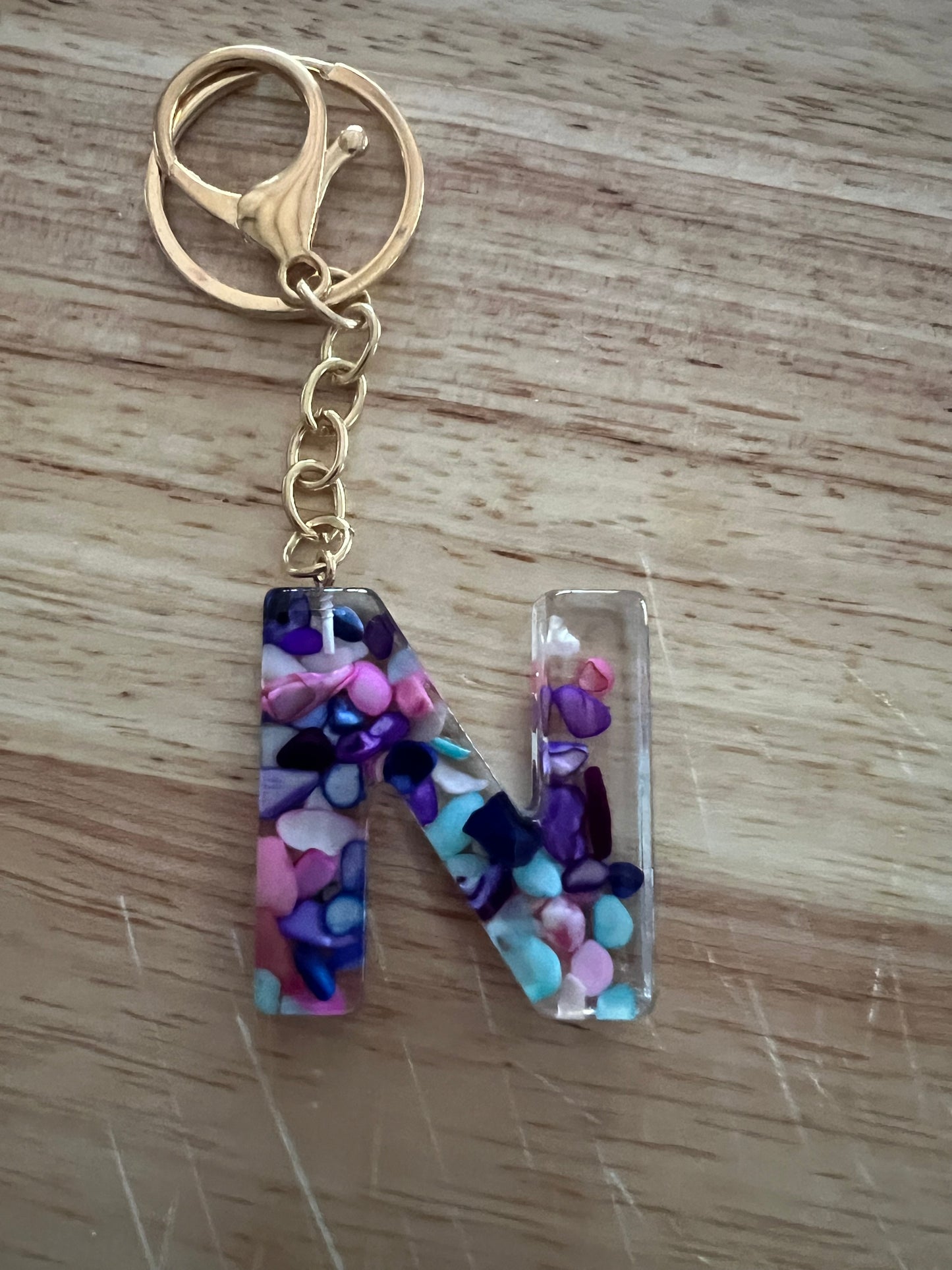 Pretty Resin Initial Keychain
