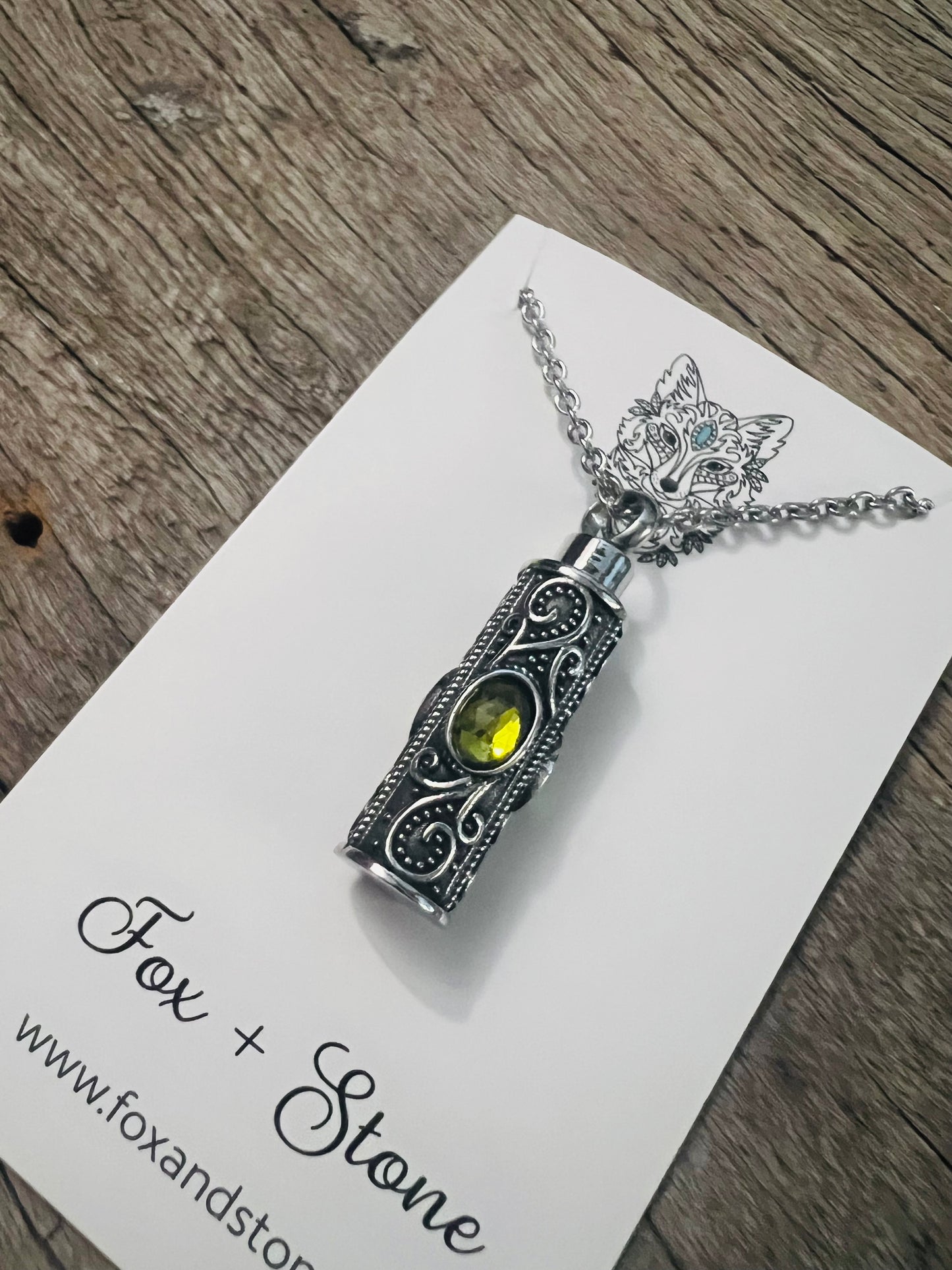 Ashes Keepsake Pendant Stainless Steel Lime Stones
