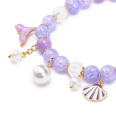 Purple Ocean Whale Tail Beaded Bracelet