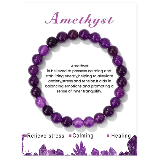 Amethyst Beaded Bracelet Healing Bracelet