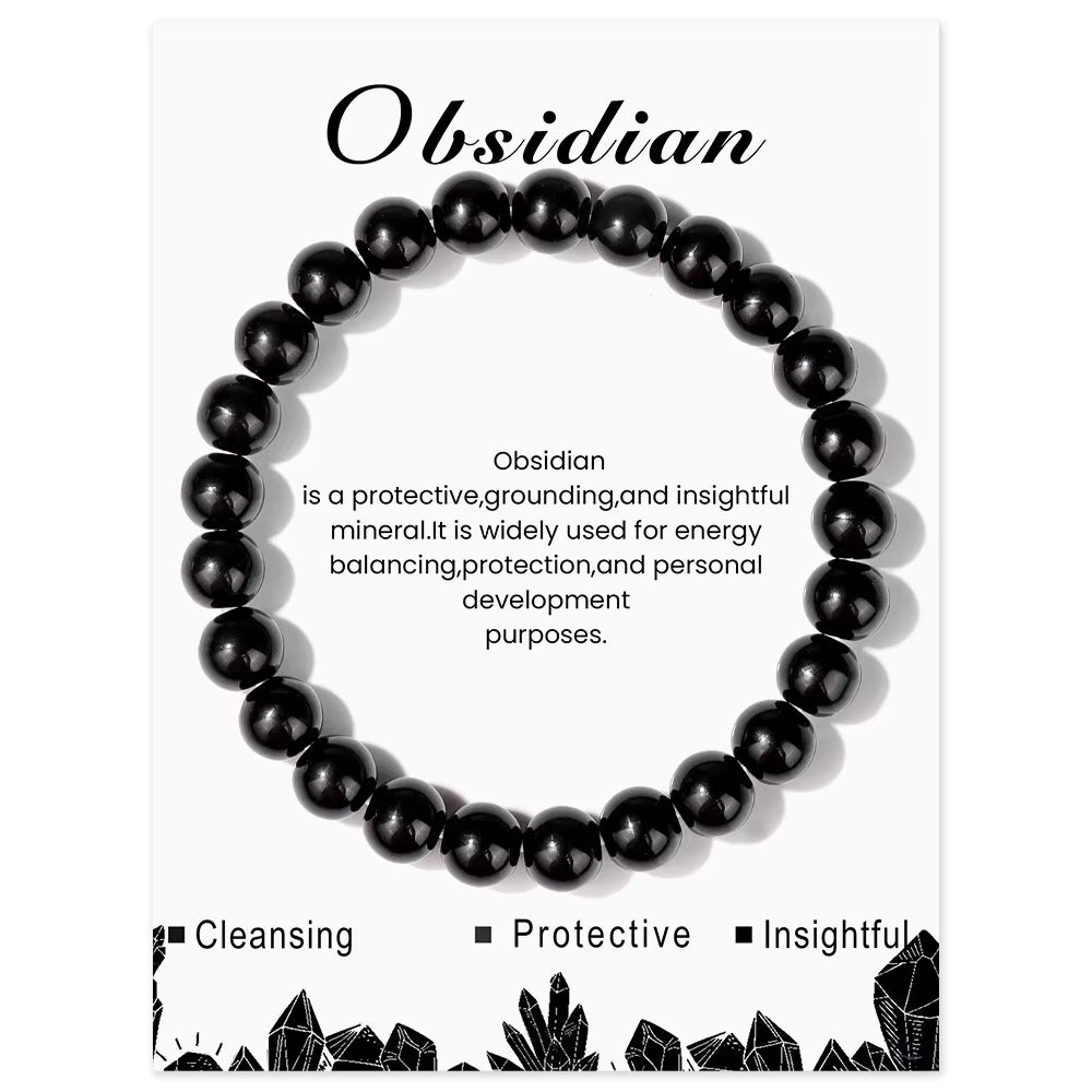 Black Obsidian Beaded Bracelet Healing Bracelet