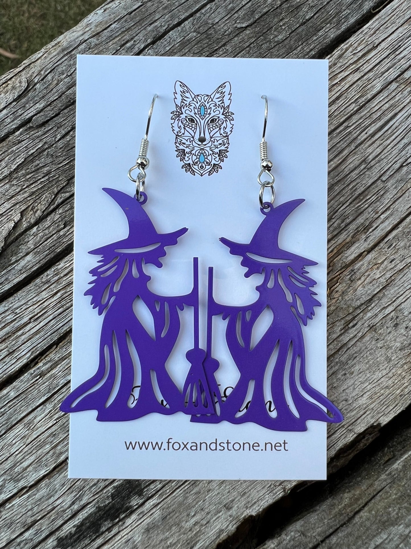 Trick or Treat Purple Witch Earrings