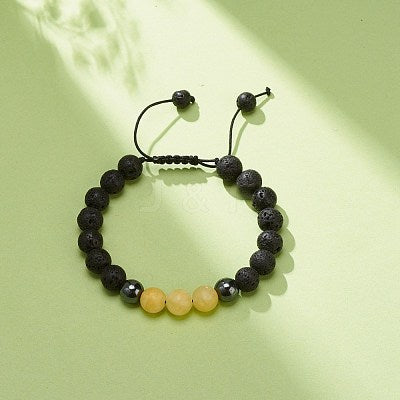 Yellow Jasper Lava Hematite Gemstone Bracelet