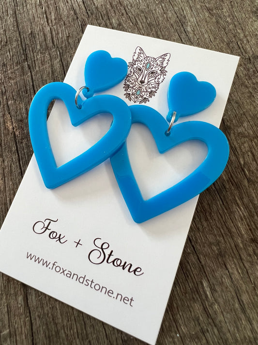 Heart To Heart Blue Earrings