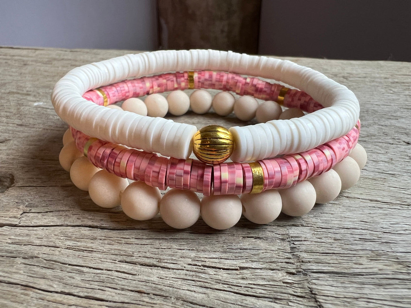 Clay Heishi Beads Stetch Bracelet Set