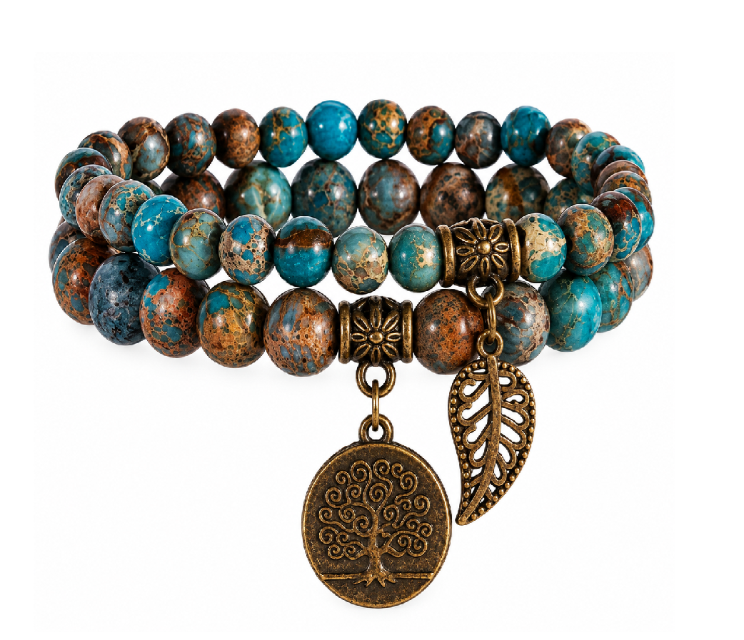 Ocean Jasper Double Natural Stone Bracelets