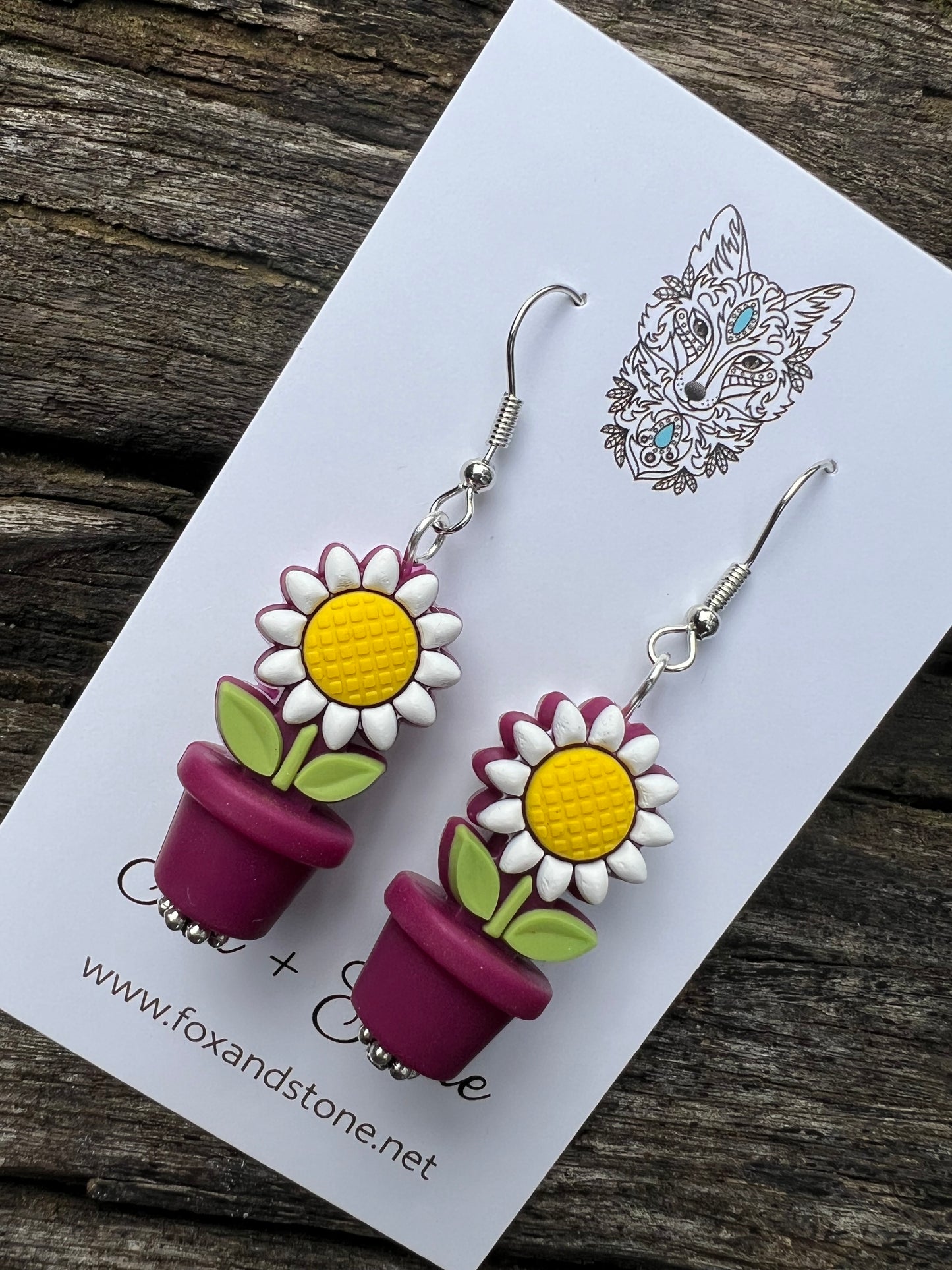 Sunflower in Plum Pots Earrings