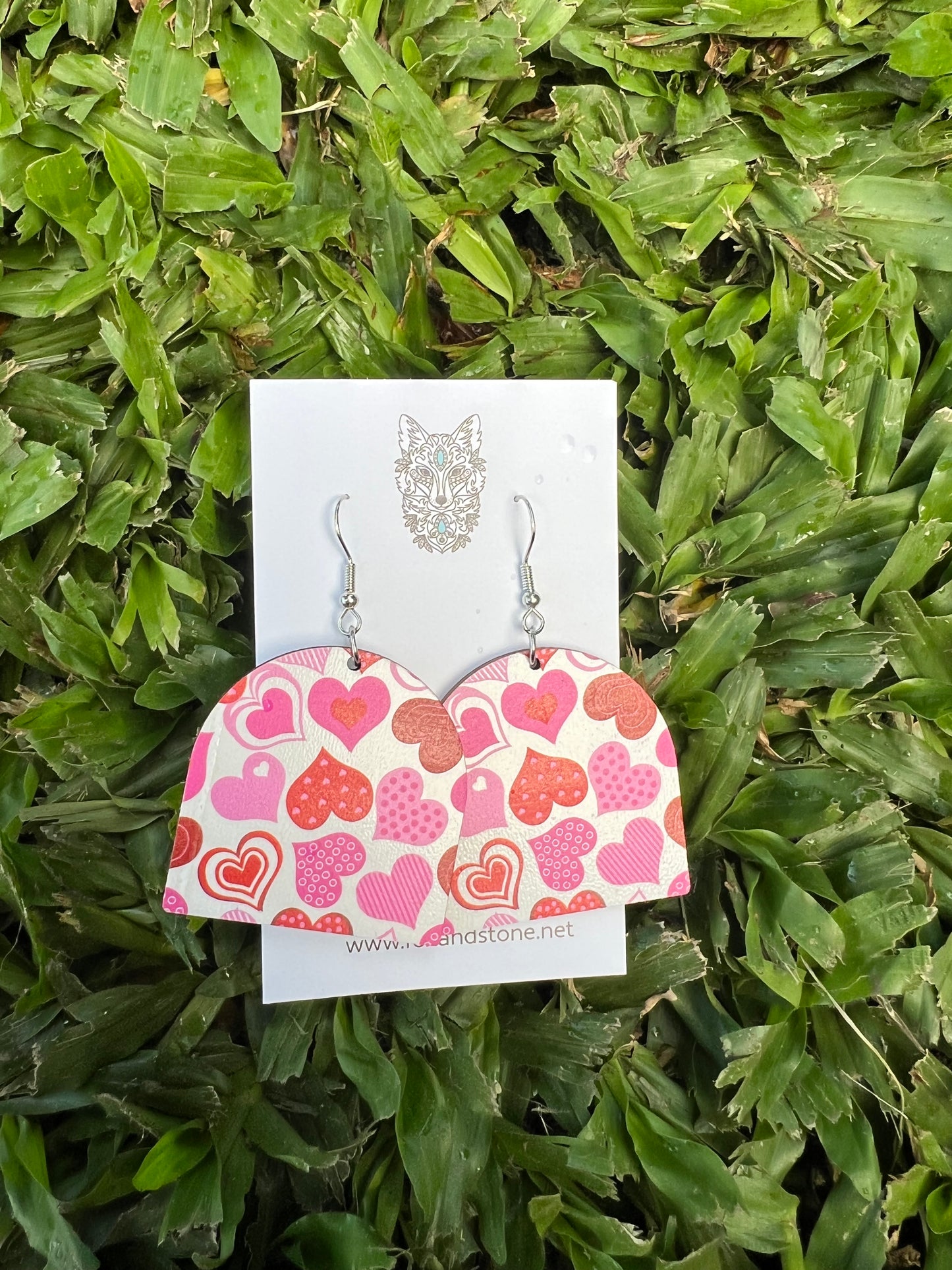 MBeautiful Wood Pink Heart Earrings
