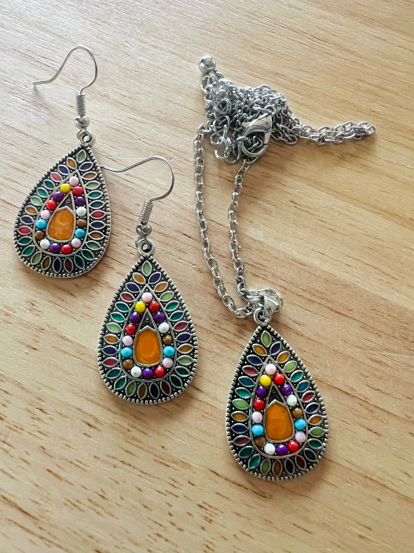 Bold Teardrop Pendant Earring Set