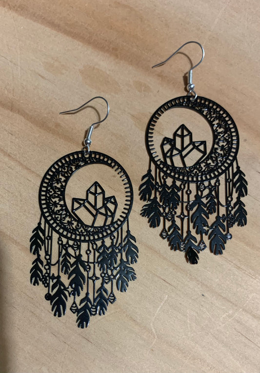Dreamcatcher Filigree Earrings Black