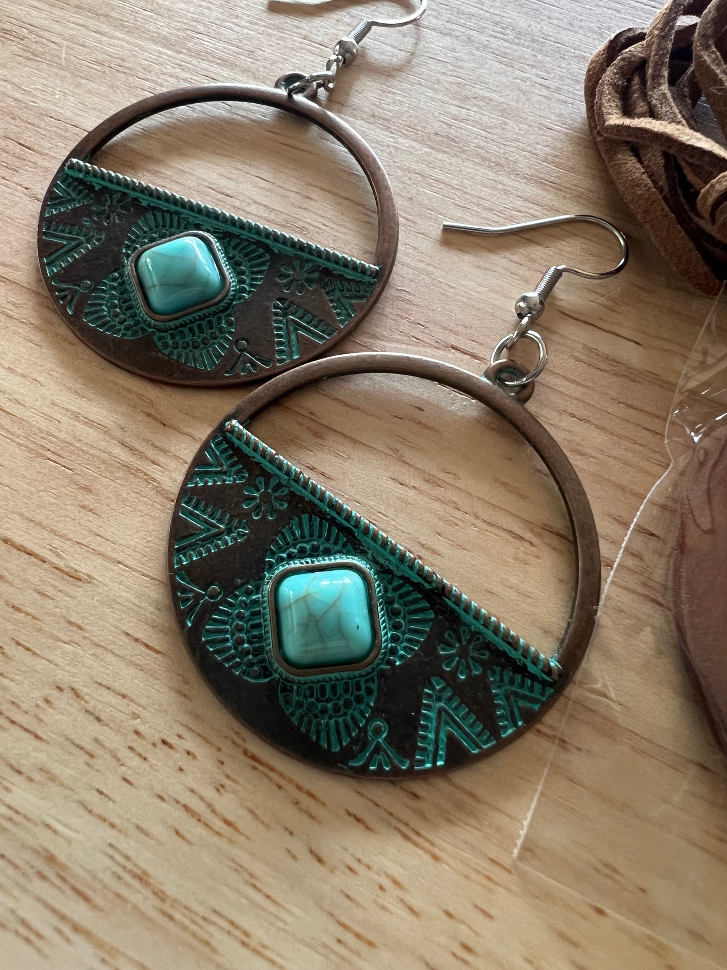 Boho Round Pendant Earring Set