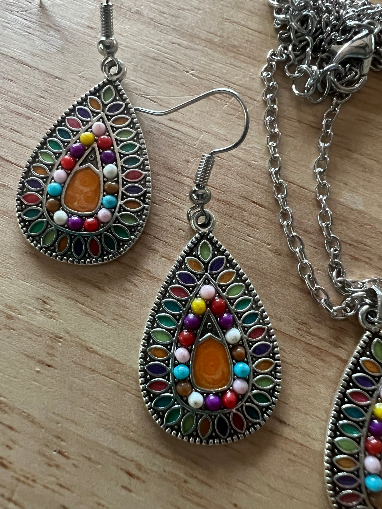 Bold Teardrop Pendant Earring Set