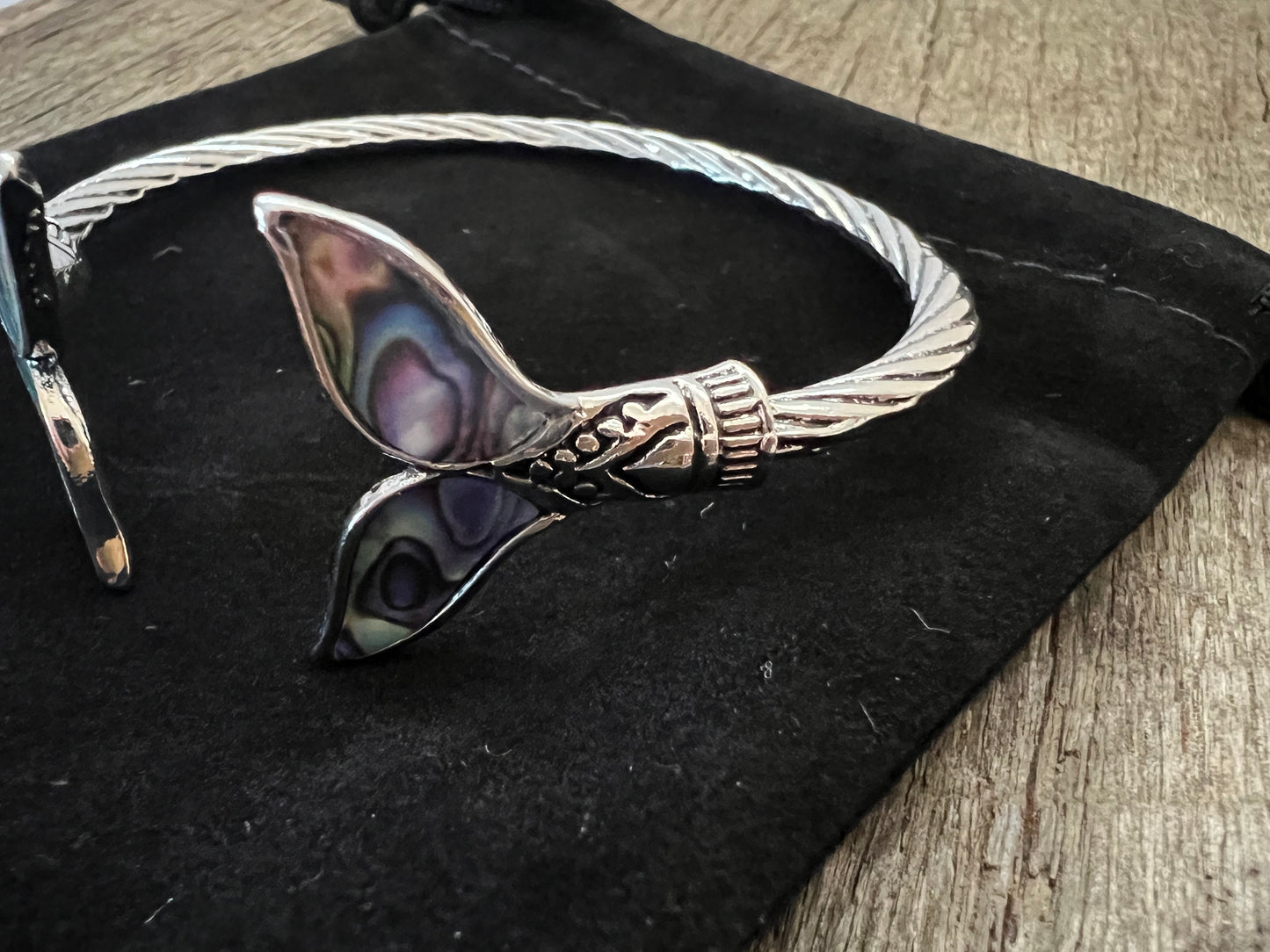 Stunning Mermaid Whale Tail Silver Bracelet
