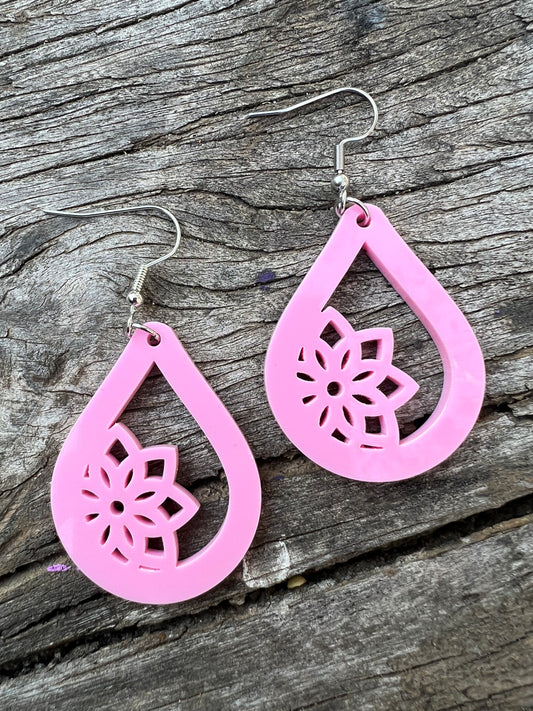 Pink Mandala Meadow Earrings