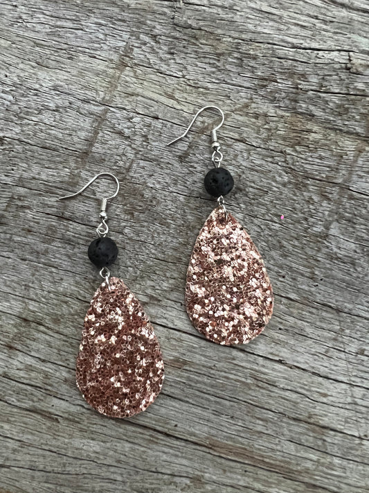 Copper Sparkle Lave Rock Earrings