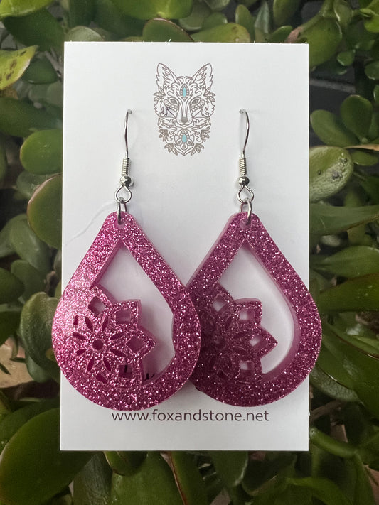 Mandala Meadow Matt Glitter Earrings