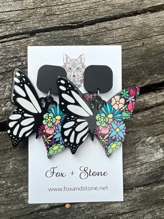 Bold Butterfly Floral Stud Earrings