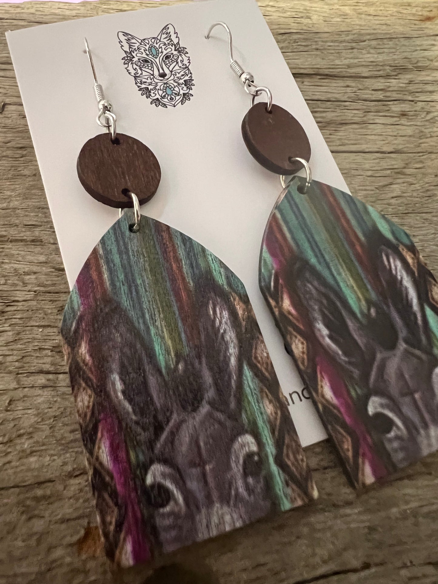 Peeking Donkey Natural Wood Earrings