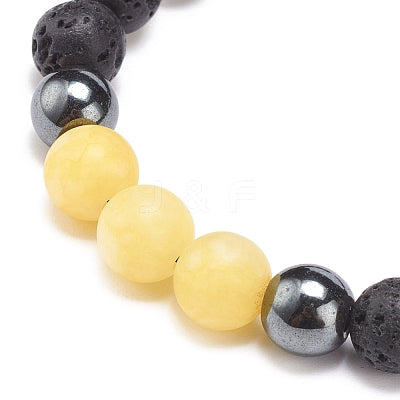 Yellow Jasper Lava Hematite Gemstone Bracelet