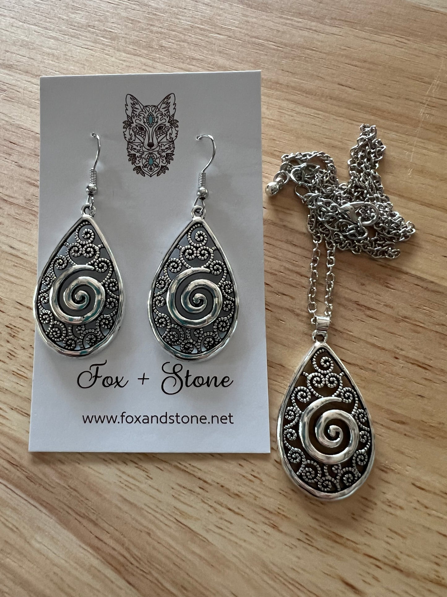 Silver Moana Pendant Earring Set