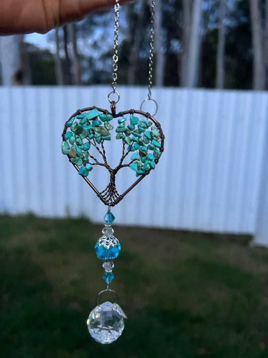 Heart Turquoise Wire Wrapped Sun Catcher