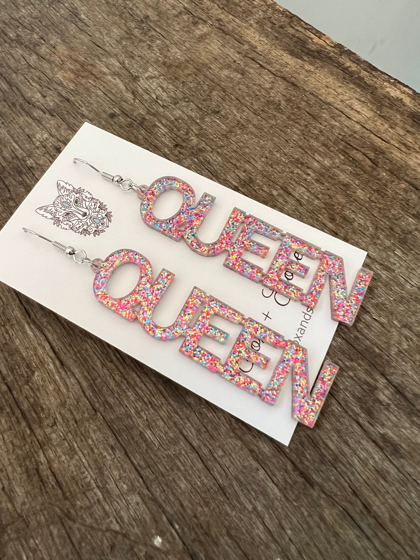 Confetti QUEEN Dangle Earrings