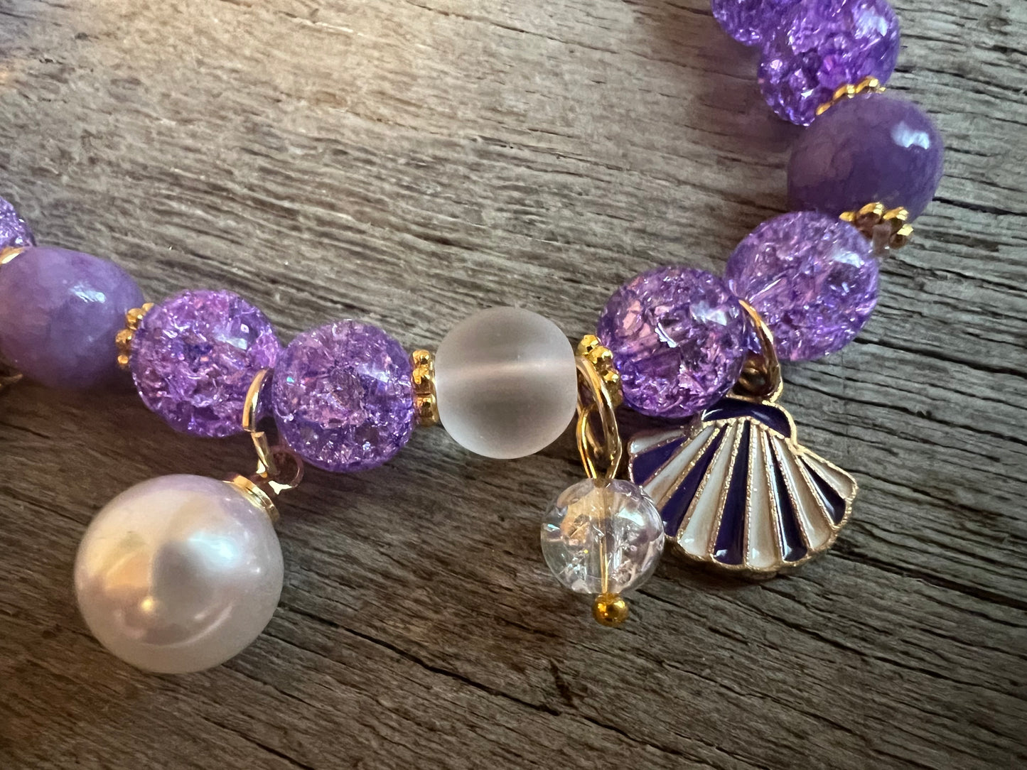Purple Ocean Whale Tail Beaded Bracelet