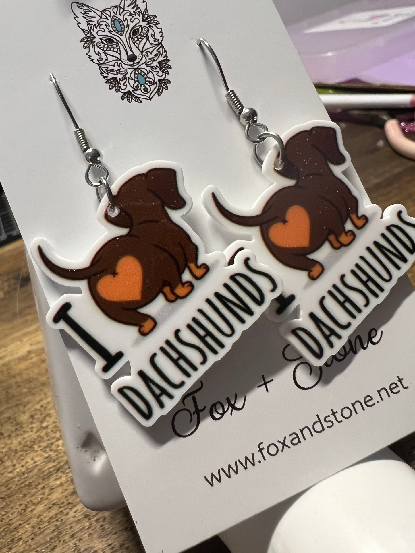 I Love Dachshunds Earrings