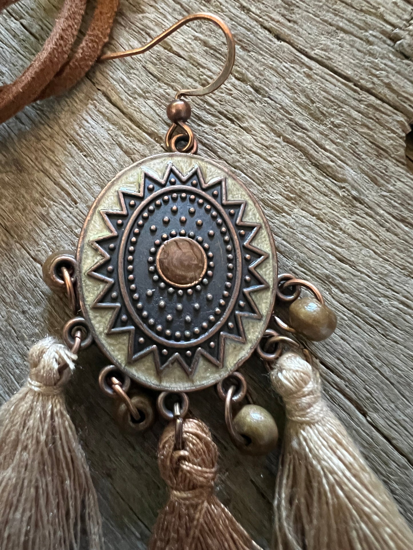 Bohemian Tassle Pendant Earring Set