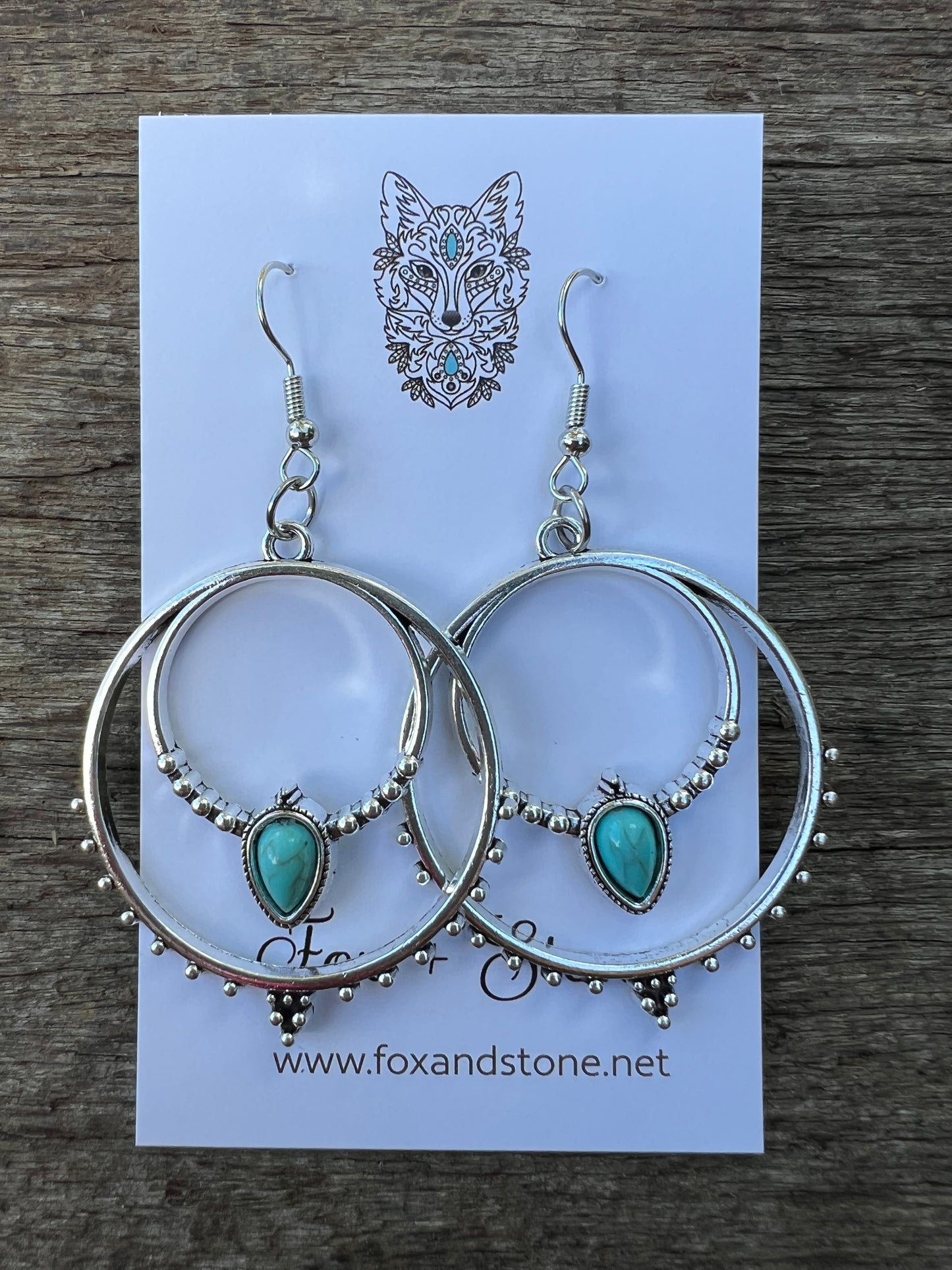 Big Silver Dyed Turquoise Earrings