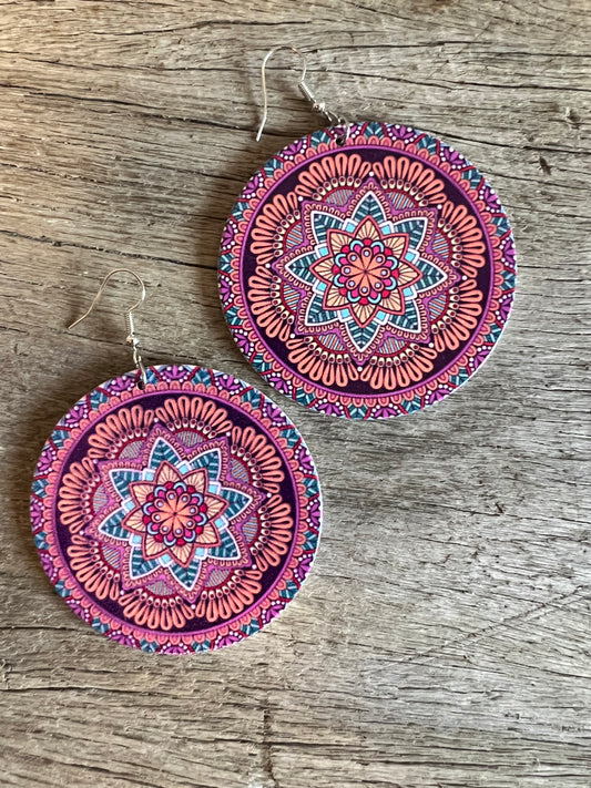 Bold Round Perrin Wood Earrings