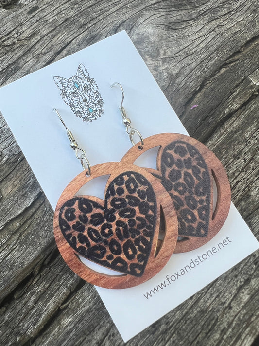 Tiger Print Round Dangle Earrings