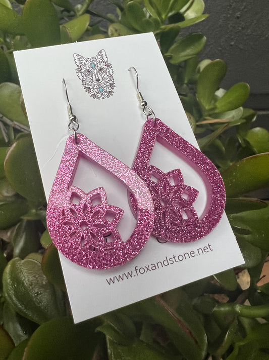 Mandala Meadow Matt Glitter Earrings