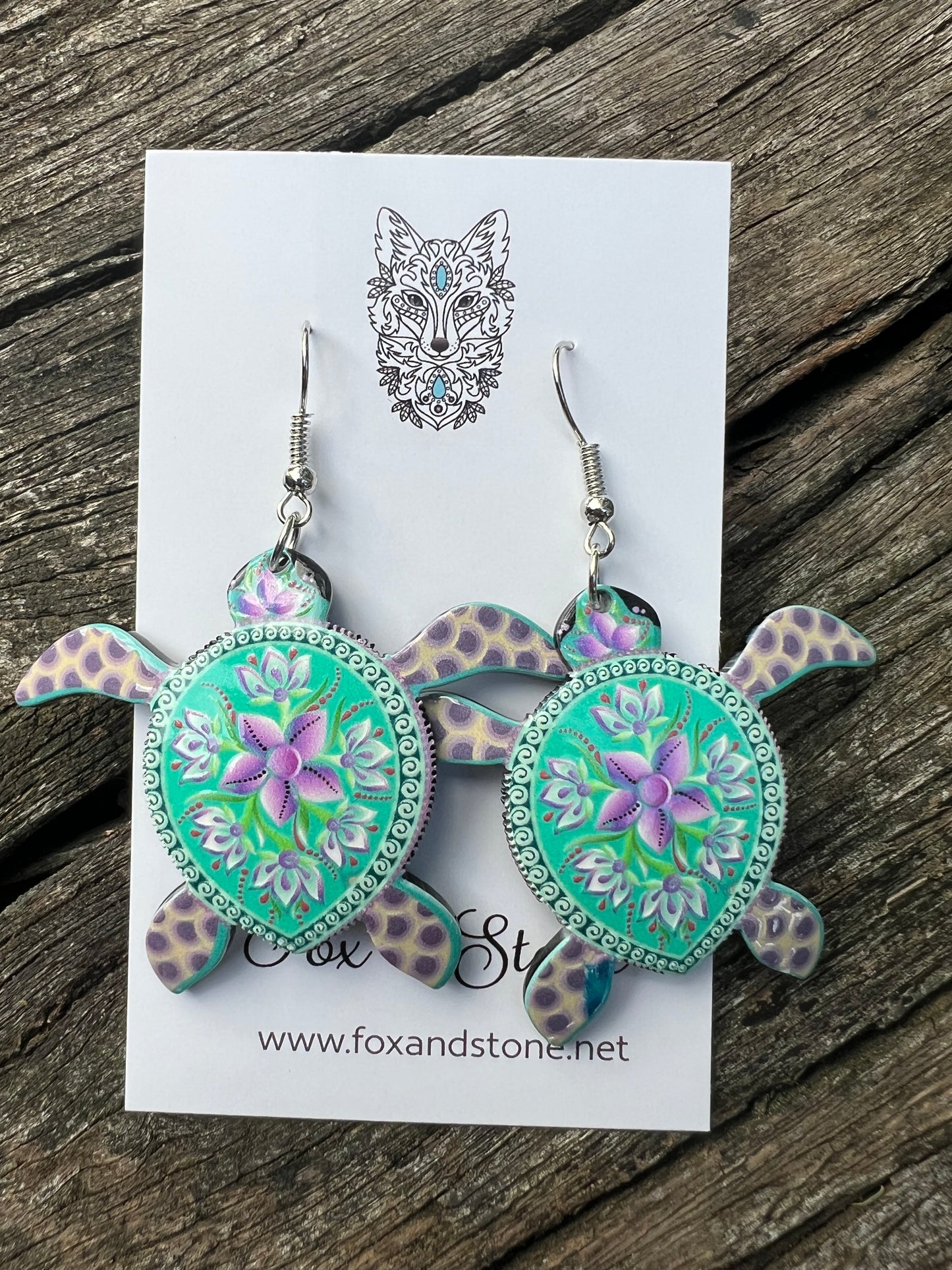 Pretty Floral Turtle Earrings
