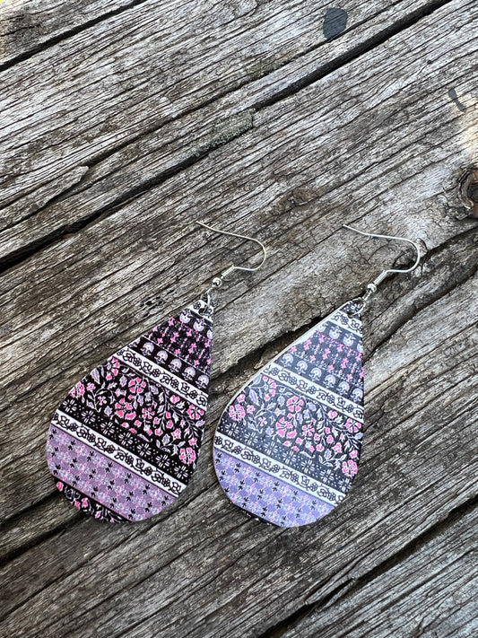 Floral Garden Wood Earrings