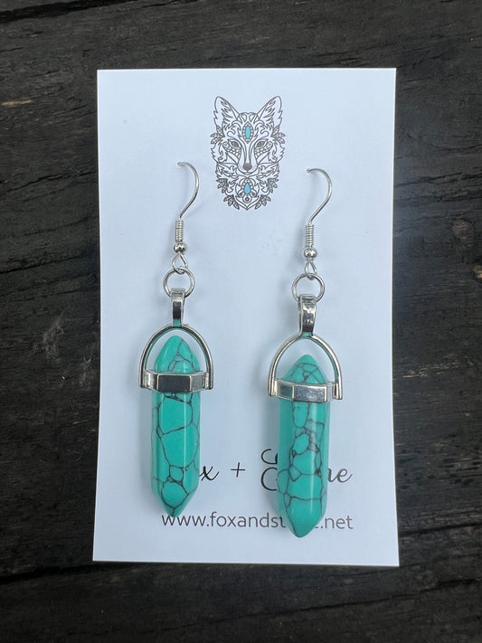 Turquoise Gemstone Bullet Point Earrings