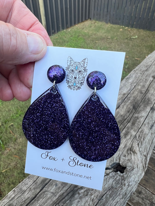 Grape Ape Glitter Delights Resin Earrings