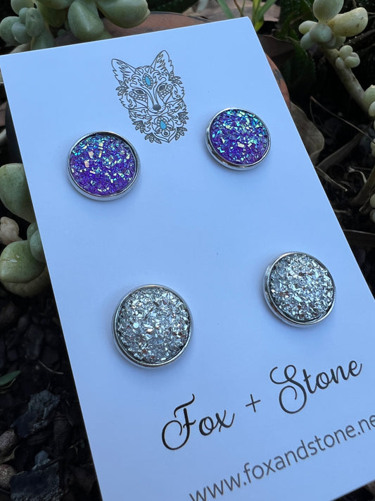 Gorgrous Druzy Dangle Stud Earrings