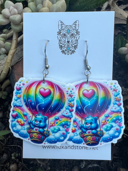Hot Air Balloon Bear Earrings