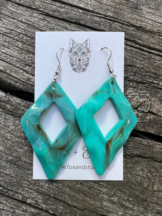 Turquoise Dangle Diamond Dangles