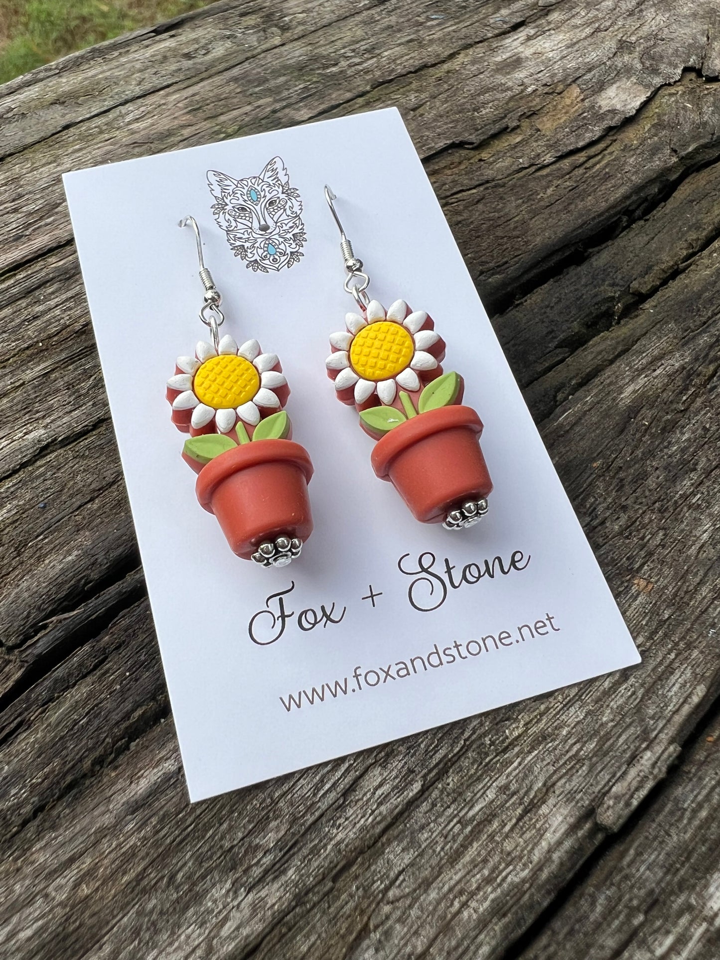 Sunflower in Terracotta Pots Earrings