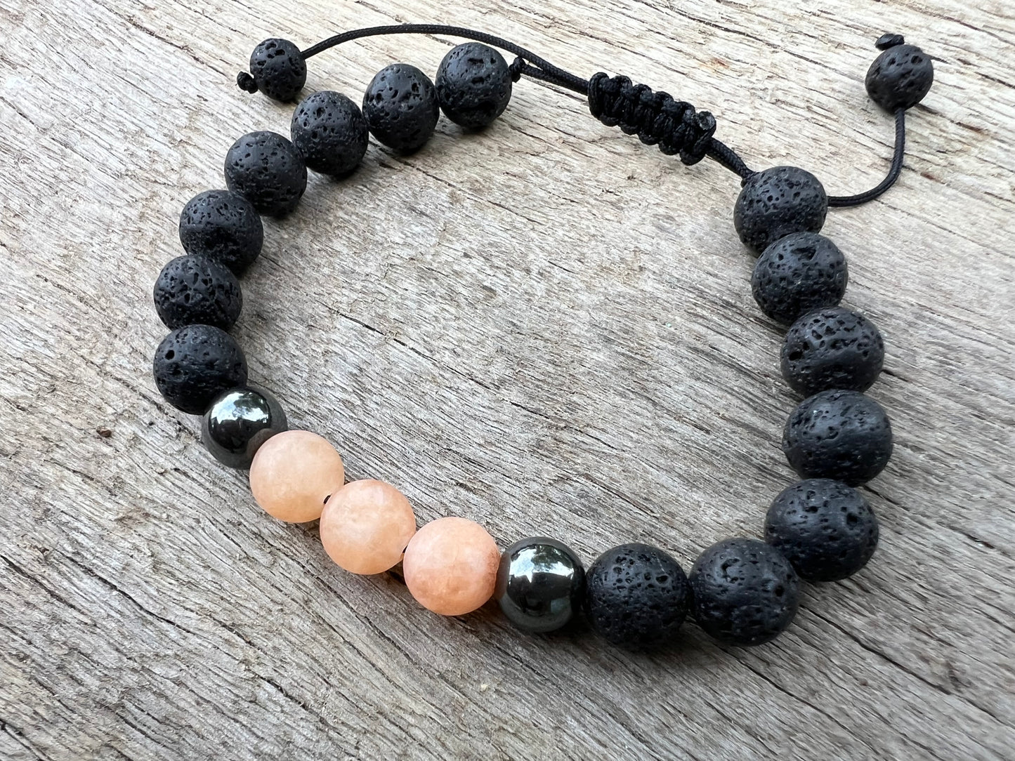 Pale Jasper Lava Hematite Gemstone Bracelet