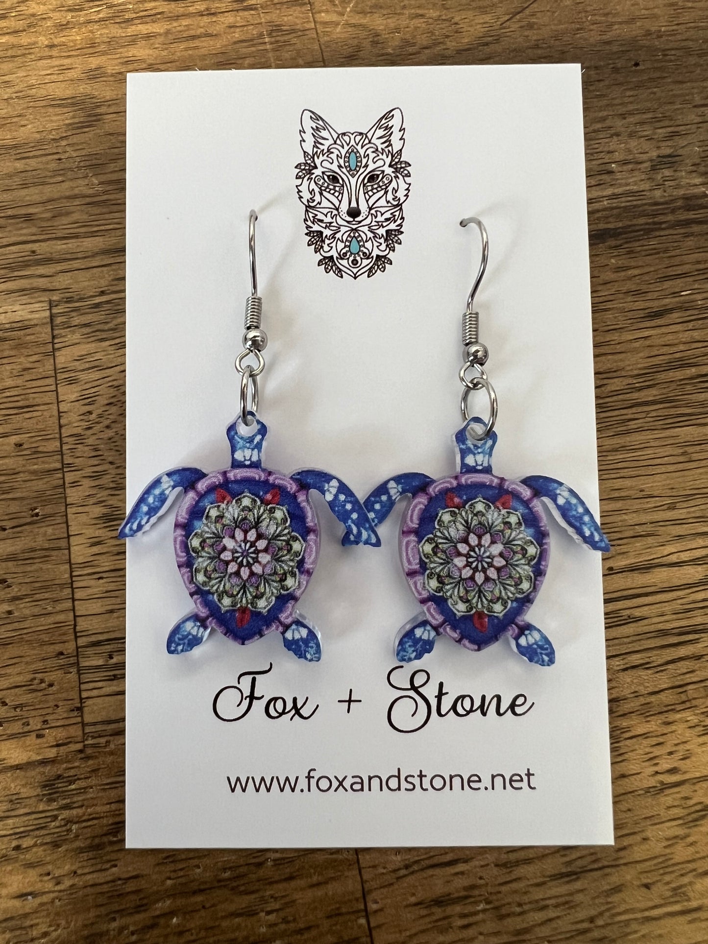 Beautiful Petite Purple Turtle Earrings