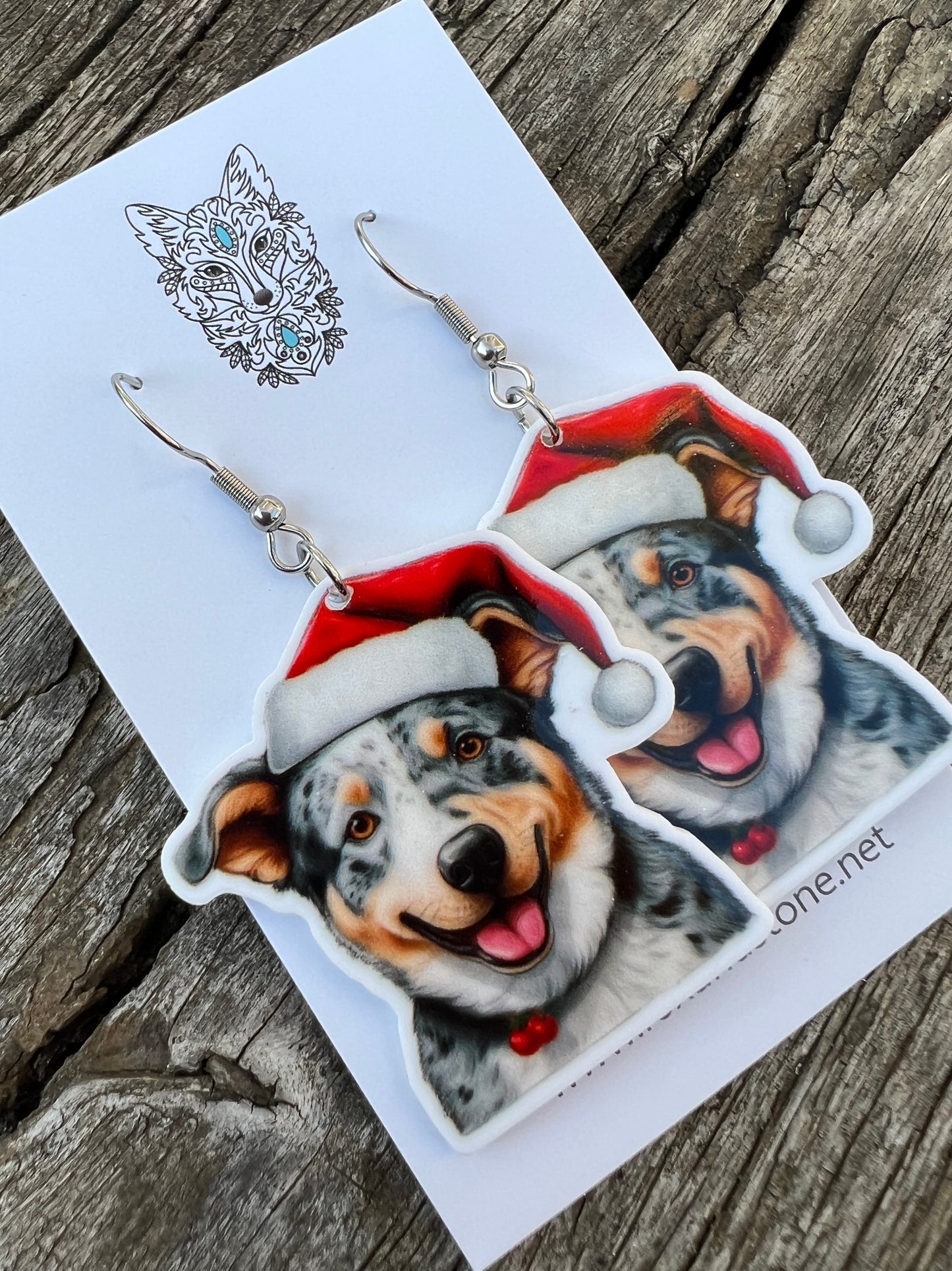 Cattle Dog Santa Hat Dog Earrings