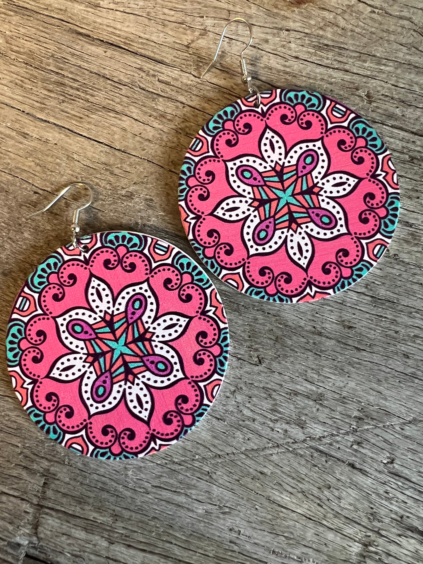Bold Round Lollypop Wood Earrings
